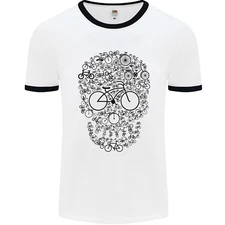 Bicycle Skull Cyclist Funny Cycling  Bike Mens Ringer T-Shirt