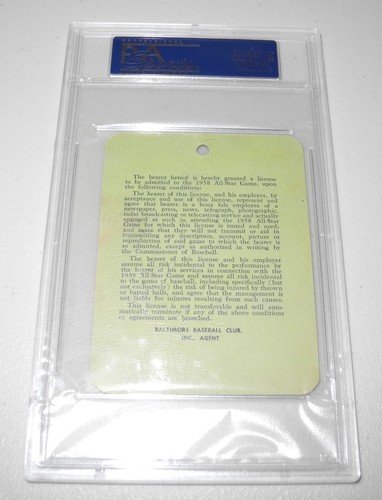 1958 Baseball All Star Game Baltimore Memorial Stadium Ticket Press Pass PSA - Picture 2 of 2