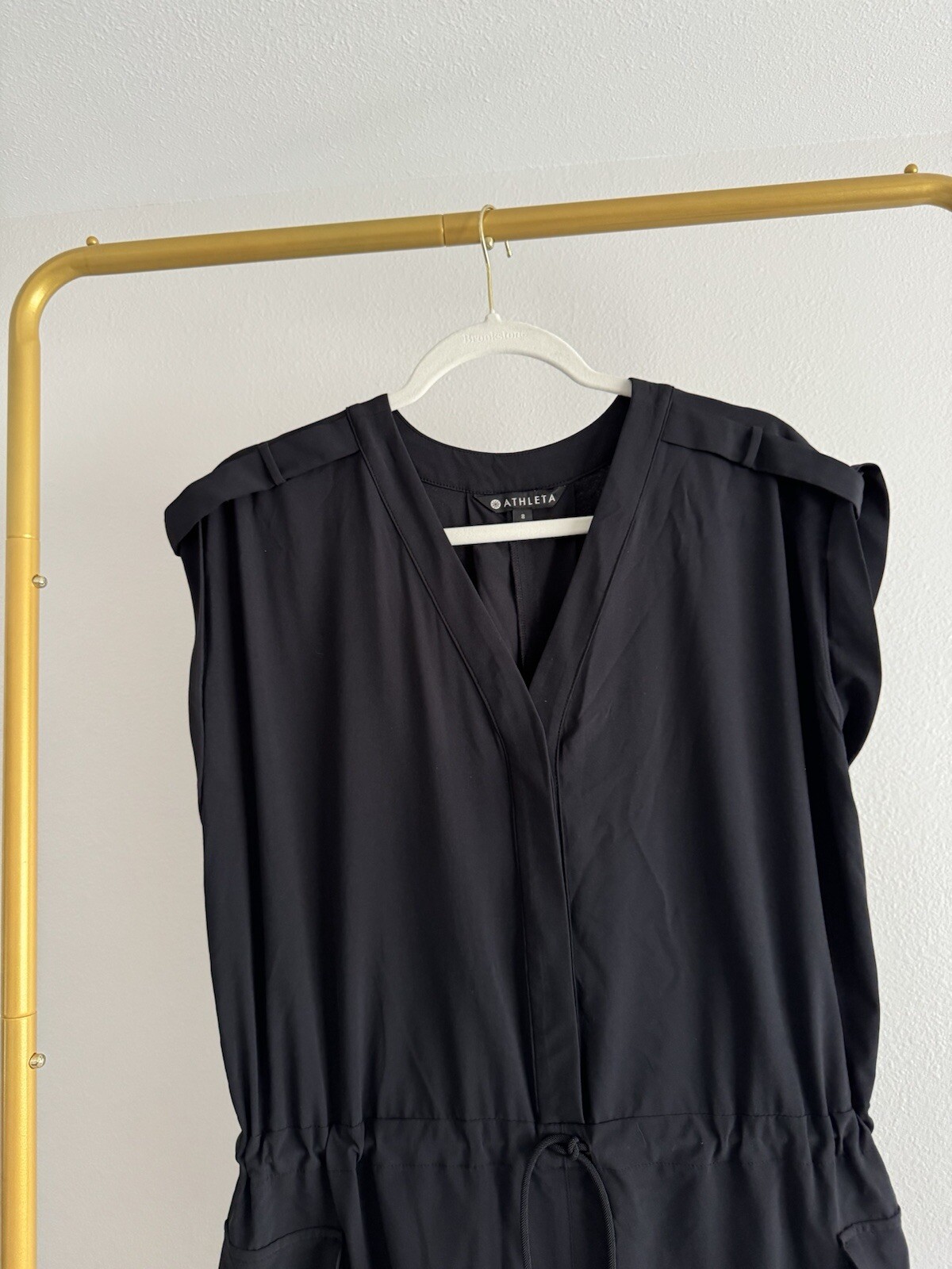 Athleta Sutton Black One piece Drawstring Romper … - image 6