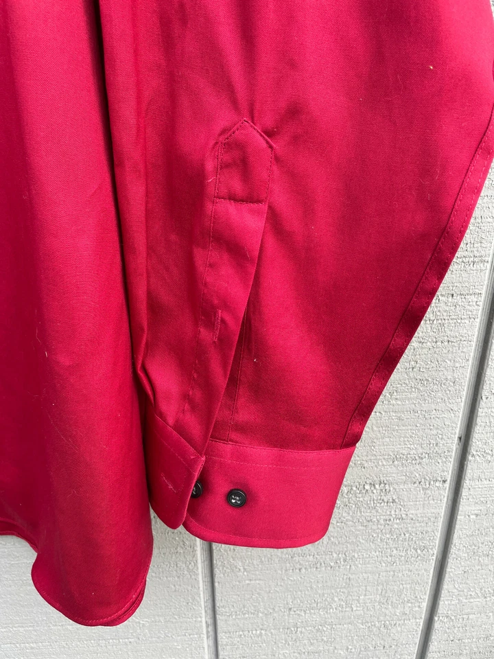 Camisa Club Room Para Hombres Rojo Botón Delantero Manga Larga Talla XL 17 1/2 34/35 Foto 2 de 4