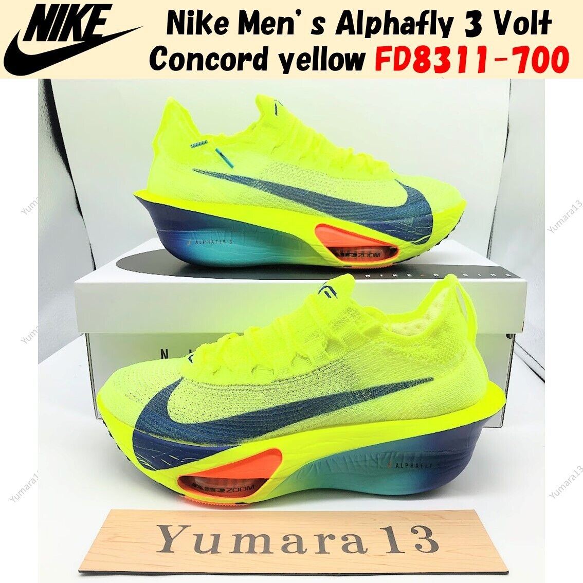 Nike Men's Alphafly 3 Volt Concord yellow FD8311-700 Men's Nike Men's Alphafly 3 Volt Concord yellow FD8311-700 Men's