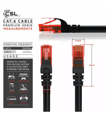 CSL 30m CAT6 Ethernet LAN Kabel Highspeed Patchkabel 30m schwarz 