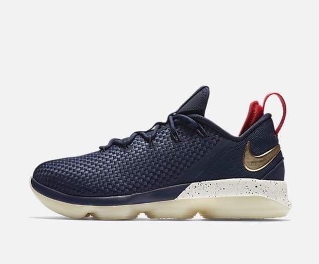 Nike LeBron XIV 14 Low 878636-400 Navy Blue Red Gold Men's Basketball Shoes NEW Nike LeBron XIV 14 Low 878636-400 Navy Blue Red Gold Men's Basketball Shoes NEW
