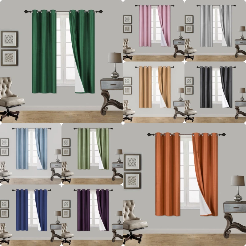 1 Set Luxury Blackout High Quality Grommet Window Curtains 63", 84", 95", 108" L
Opens in a new wind