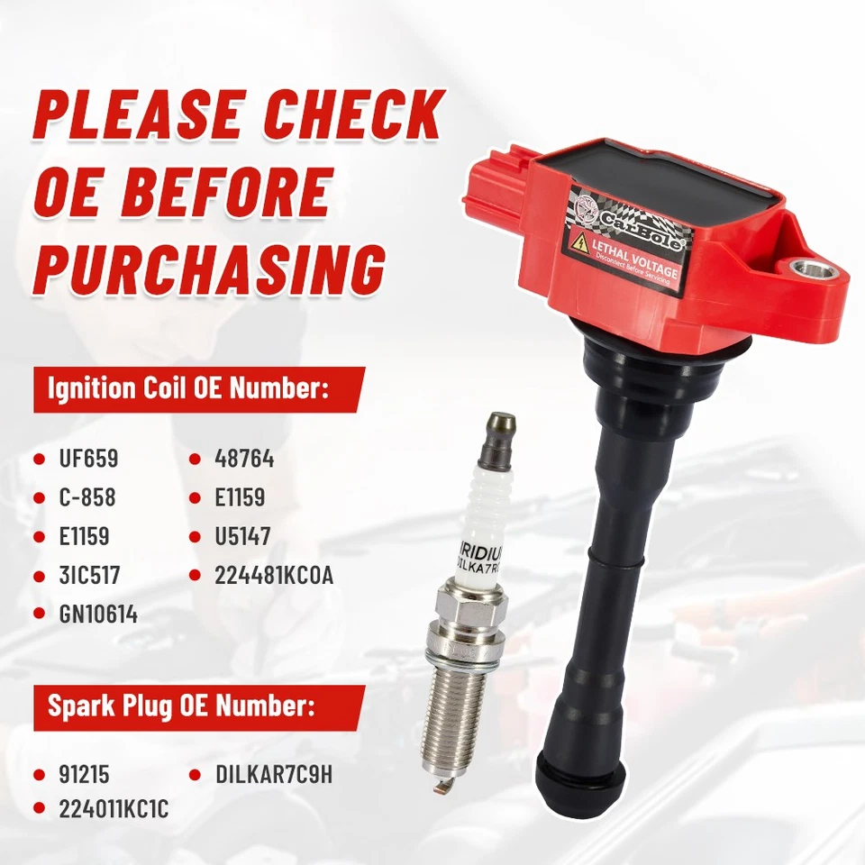 Juego de 4 bobinas de encendido y bujías UF659 para Nissan Juke 1,6 L 2011-2017 Foto 4 de 4