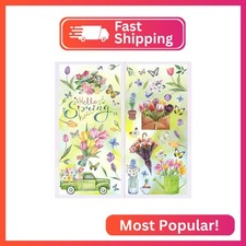 Spring Summer Window Clings Hello Spring Stickers, 97 Pcs Tulip Flower Butterfly