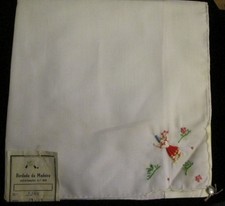 Vintage Madeira Island Portugal Embroidered Handkerchief, Metal Dangle w/Mark