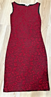 Y2K Bebe Moda Burgundy Floral Burnout Midi Dress SM Made in USA Whimsigoth