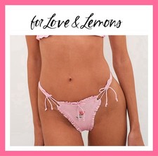 NEW Victoria's Secret FOR LOVE  LEMONS Pink Satin Stretch Thong Panty Rose XXS