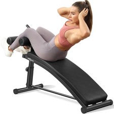 Sit Up Bench with 4 Adjustable Heights and Reverse Crunch Handle, Curved Ab Work