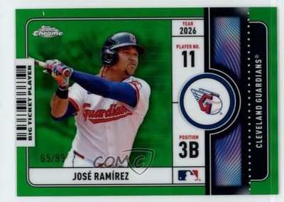 2026 Topps Chrome Big Ticket Players Green Refractor 65/99 Jose Ramirez qu2