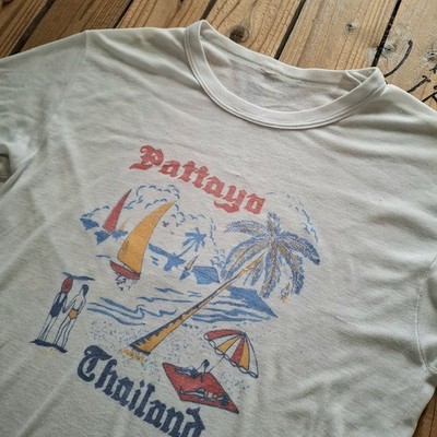 Vintage 80s Pattaya Thailand T-Shirt Single Stitch Beach Tourist Graphic Size M
