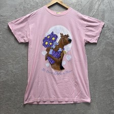 VTG 90s Scooby Doo Cartoon Network Graphic T Shirt Pink OSFA Long Fit Sleep