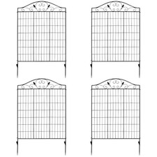 4 Panels Steel Decorative Garden Fence Folding Wire Patio Fences Interlockable
