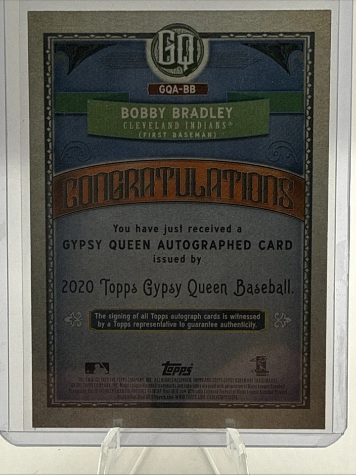 2020 Topps Gypsy Queen Bobby Bradley Auto RC Cleveland Indians - Image 2 of 2