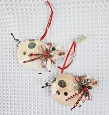 Primitive Pigs Metal Folk Art Sculpted Ornaments Farmhouse Rustic Country