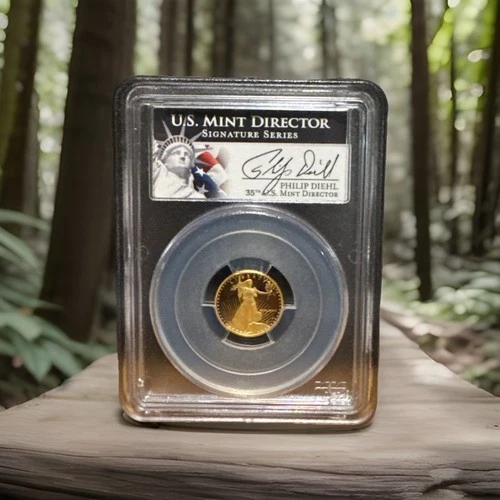 1989 W GOLD DIEHL SIGNED $5 AMERICAN EAGLE 1/10 OZ PCGS PR 69 DCAM