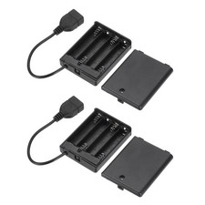2Pcs 4 Slots 1.5V AAA USB Battery Holder for LED Lights, Black 4.44 per battery