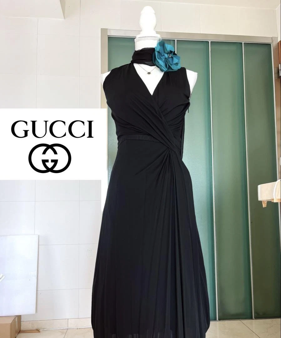 Gucci bleu foulard fleur robe noire une pièce Xs m6_0418