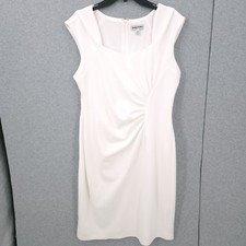 Shelby & Palmer Elegant Sleeveless Square Neck White Sheath Dress Womens Size 16