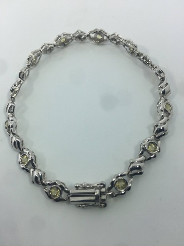 Vintage Gold Citrin Armband 925 Sterling Silber Tennis - Bild 3 von 4