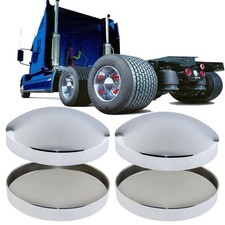4 pcs Chrome 8 Inch Hub Caps Dome Metal 8" Semi Truck Hub Covers Axle Cap Rea...