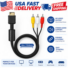 6 Feet AV to RCA Audio Video Composite Cable Cord For Sony PS1 PS2 PS3 PS3 Slim