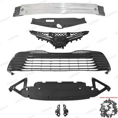 For Camry LE 2018-2020 9PC Grille Mesh & Bumper Reinforcement Retainer Assembly