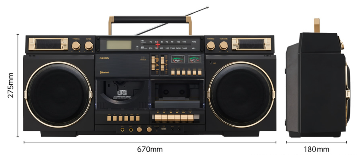 ORION SCR-B9 Bluetooth Boombox CD Cassette Player Retro 80s