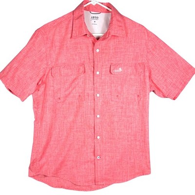 IZOD Saltwater Fishing Shirt Mens Medium Red Short Sleeve Button Up Mesh Vented
