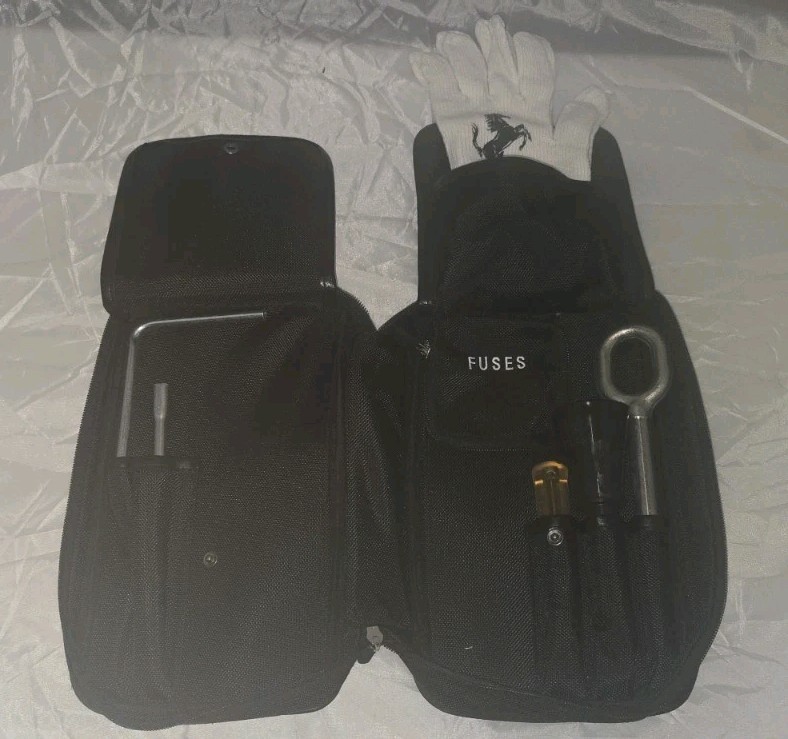 Ferrari F8 Tributo Tool Kit With  Gloves, Tow Hook, Parking Lock, Fuses, Funnel