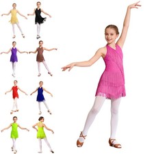 Kid's Girls Sequins Tassel Latin Dance Dress Jazz Modern Leotard Performance