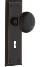 Nostalgic Warehouse New York Plate & Interior BlkPorcelain Round Door Knob 