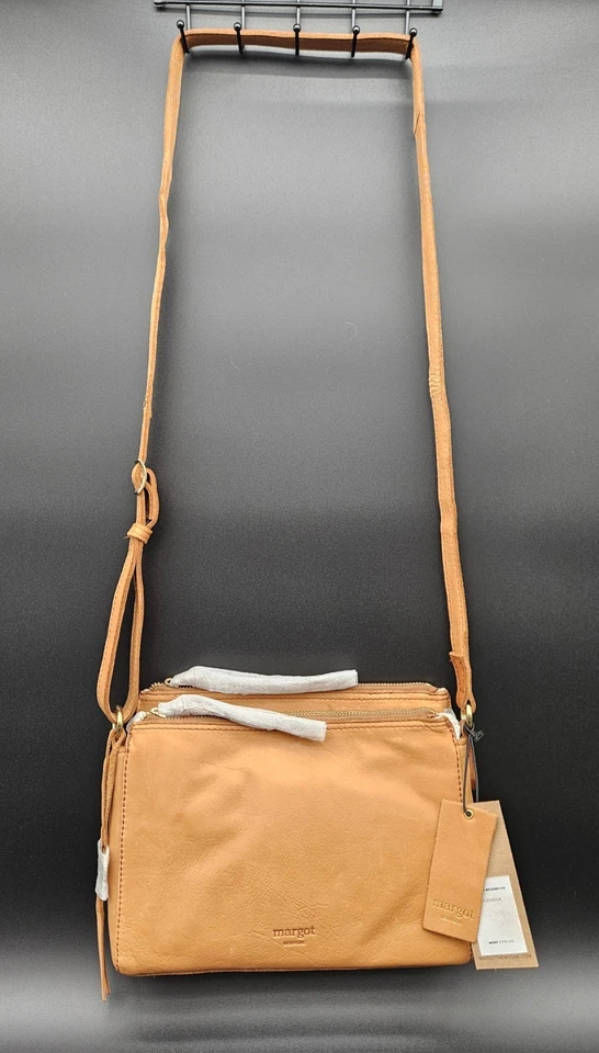 Bolso Bandolera Margot New York Grande Jules Acordeán Cuero Marrón Coñac Nuevo con Etiquetas Foto 2 de 4