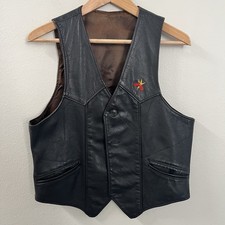 Vtg Leather Motorcycle Vest Harley Davidson Emblem  Kirk  s Suede Life  SZ 42