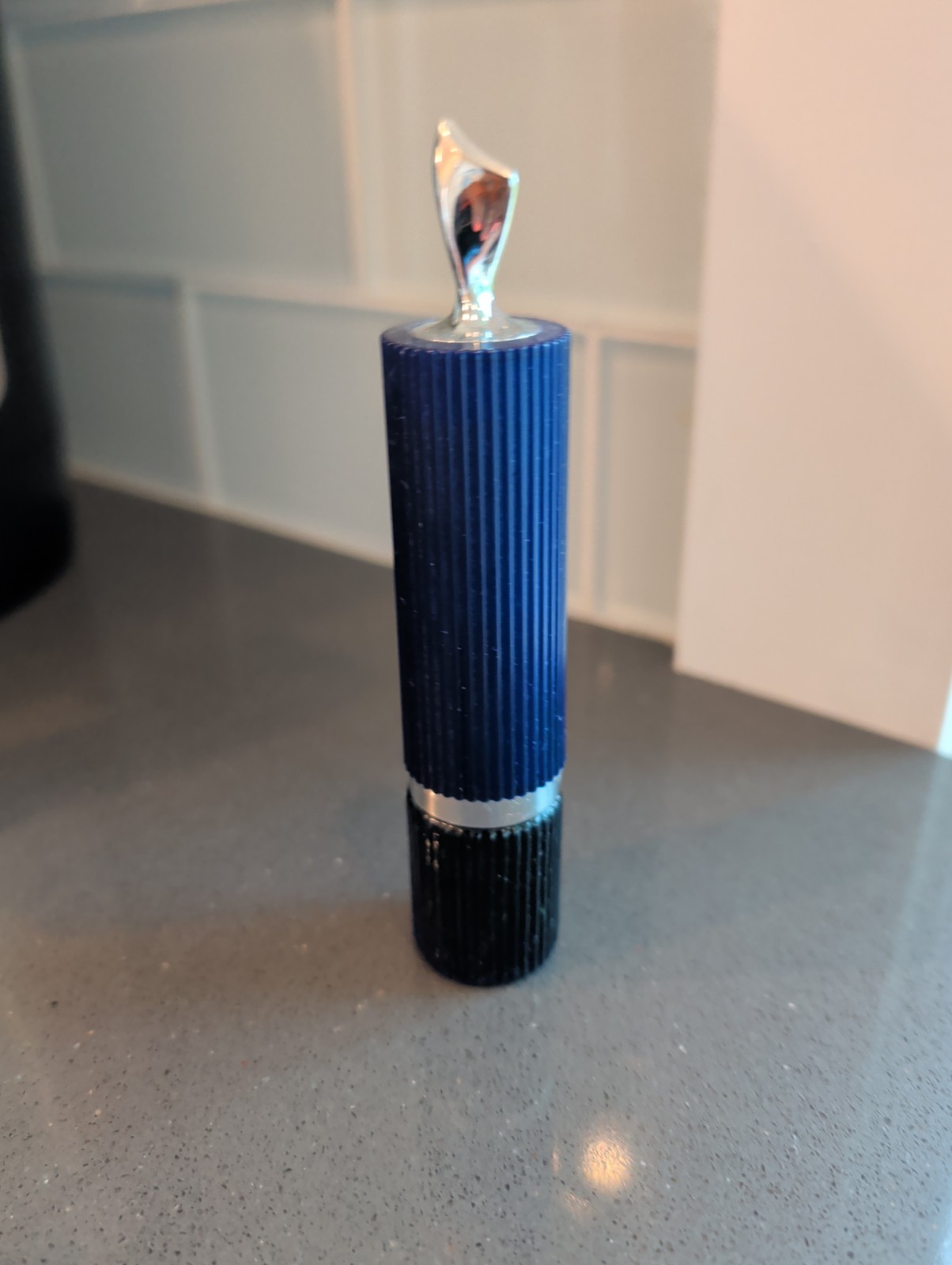 NWOB Vintage 1970's Avon Moonwind Perfume Rollette Navy Blue Bottle .33 oz Full