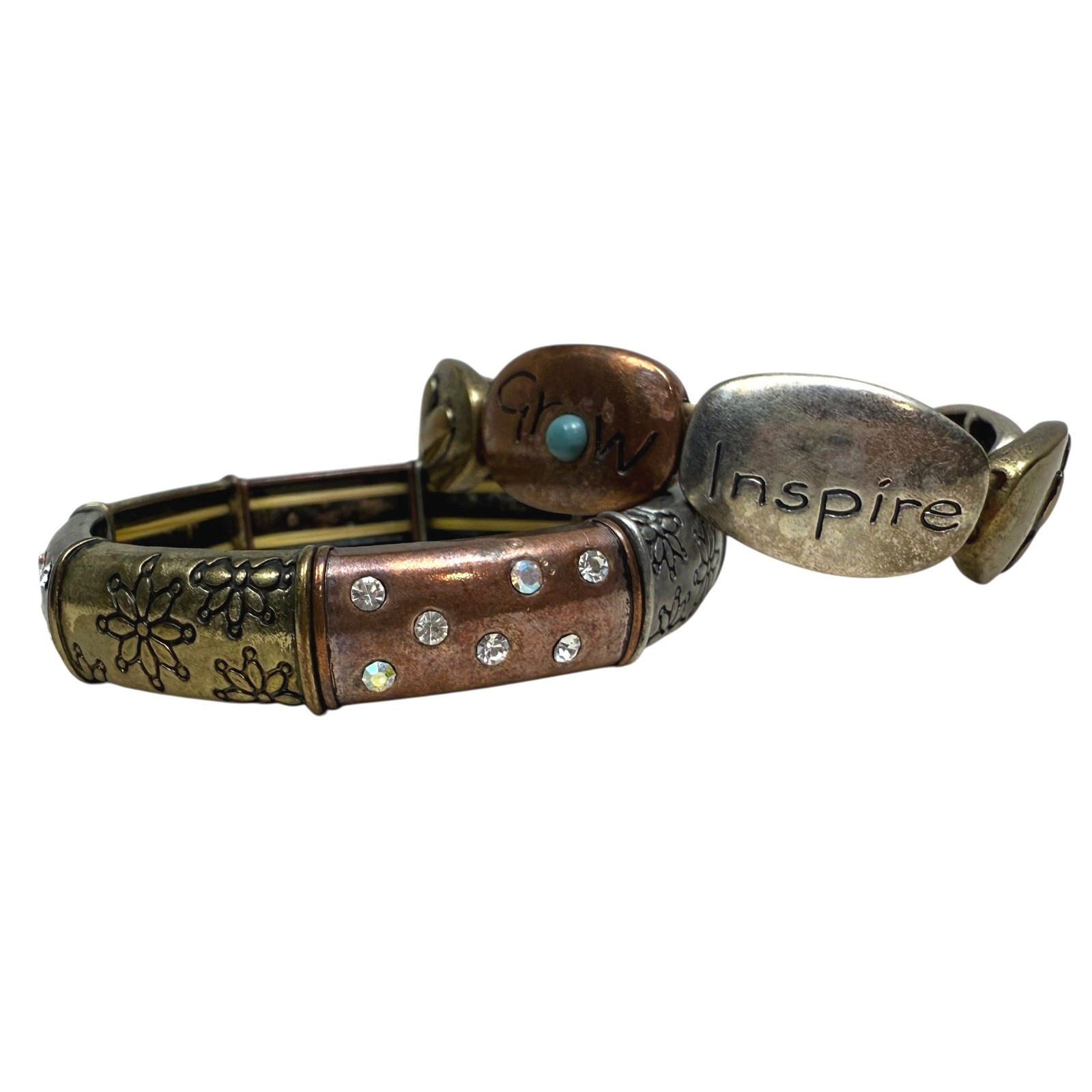 Rustic Copper Stacking Stretch Bracelets Set Boho… - image 3