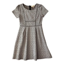 Everleigh Dress Womens Size M Medium Black White Chevron Stretch Fit Flare
