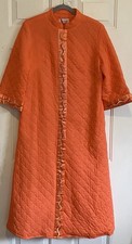 Evelyn Pearson Lounging Quilted Button-Down House Coat Robe Vintage  70s Sz S/M