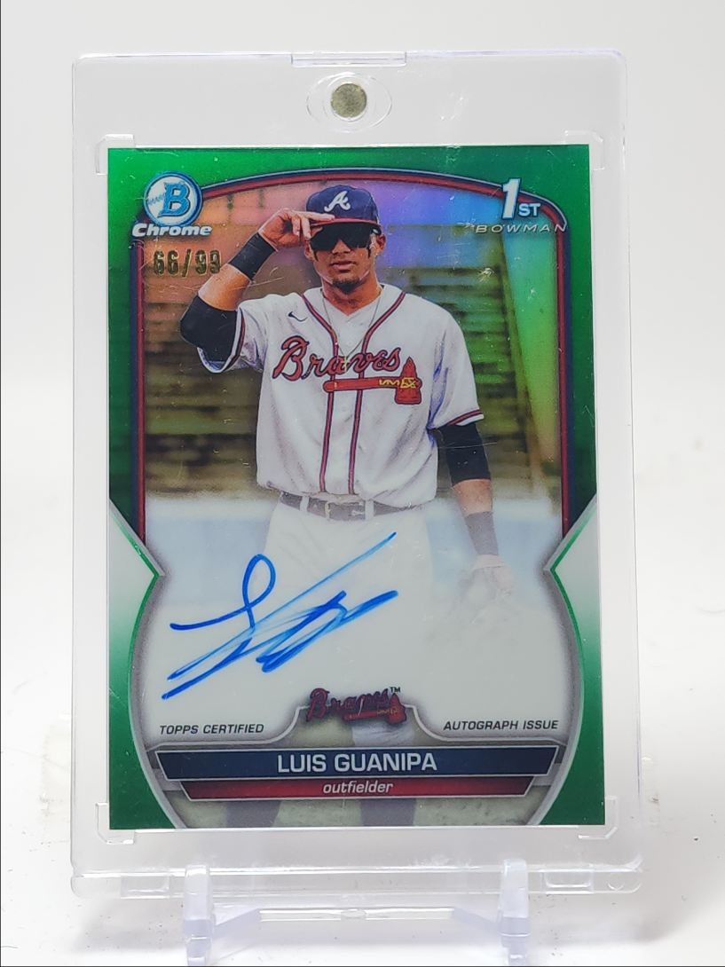 LUIS GUANIPA 2023 BOWMAN CHROME 1ST AUTOGRAPH TRUE GREEN AUTO /99 Q0234