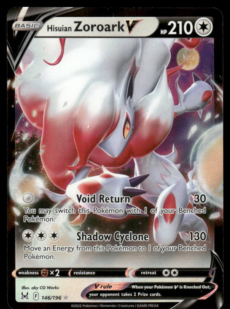 Pokemon Cards Hisuian Zoroark V 146/196 Lost Origin Holo V Rare NM