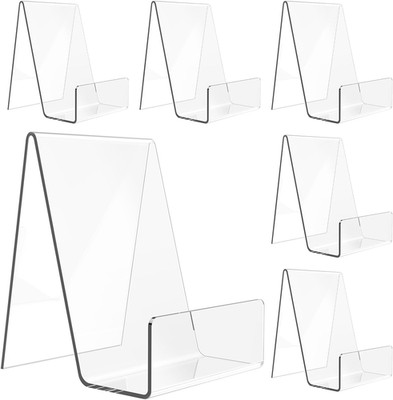 6 Pack Clear Acrylic Book Stand Display Easel Holder for Books, Plates, Art