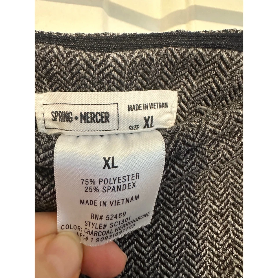 Spring + Mercer XL Herringbone Trousers Womens Career Casual Business Gray Pants - Image 4 of 4