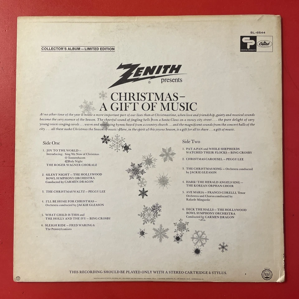 Zenith Presents Christmas A Gift Of Music V/A LP Capitol Stereo Holiday M-!!!! - Image 4 of 4