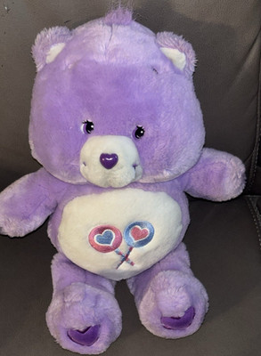Care Bears Share Bear Plush Purple Vintage 2002 13 Inch Stuffed Animal