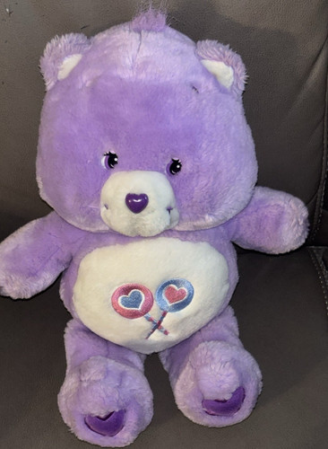Care Bears Share Bear Plush Purple Vintage 2002 13 Inch Stuffed Animal