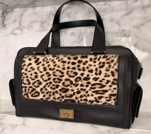 Jimmy Choo Catherine Leopard Calf Hair Leather Satchel Bag NWT $2395 Authentic