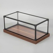 Clear Acrylic Display Case Car Model Storage Box W/ Wooden Base Collection Stand