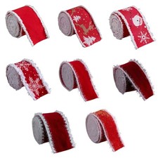 Seasonal Gift Tie Elastic Fabric Ribbon Winter Artwork Crafting Supplies
