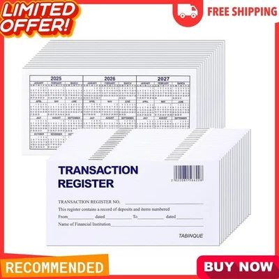 24 PCS Check Registers for Personal Checkbook, Easy to Read Checkbook Register